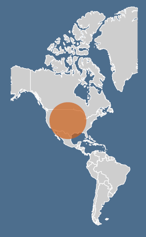 united-states - Executive Search, Recruitment and Talent Management - The ExeQfind Group Map of the Americas with an orange circle highlighting Central America and northern South America.